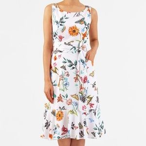 eShakti flounce sheath dress with botanical print